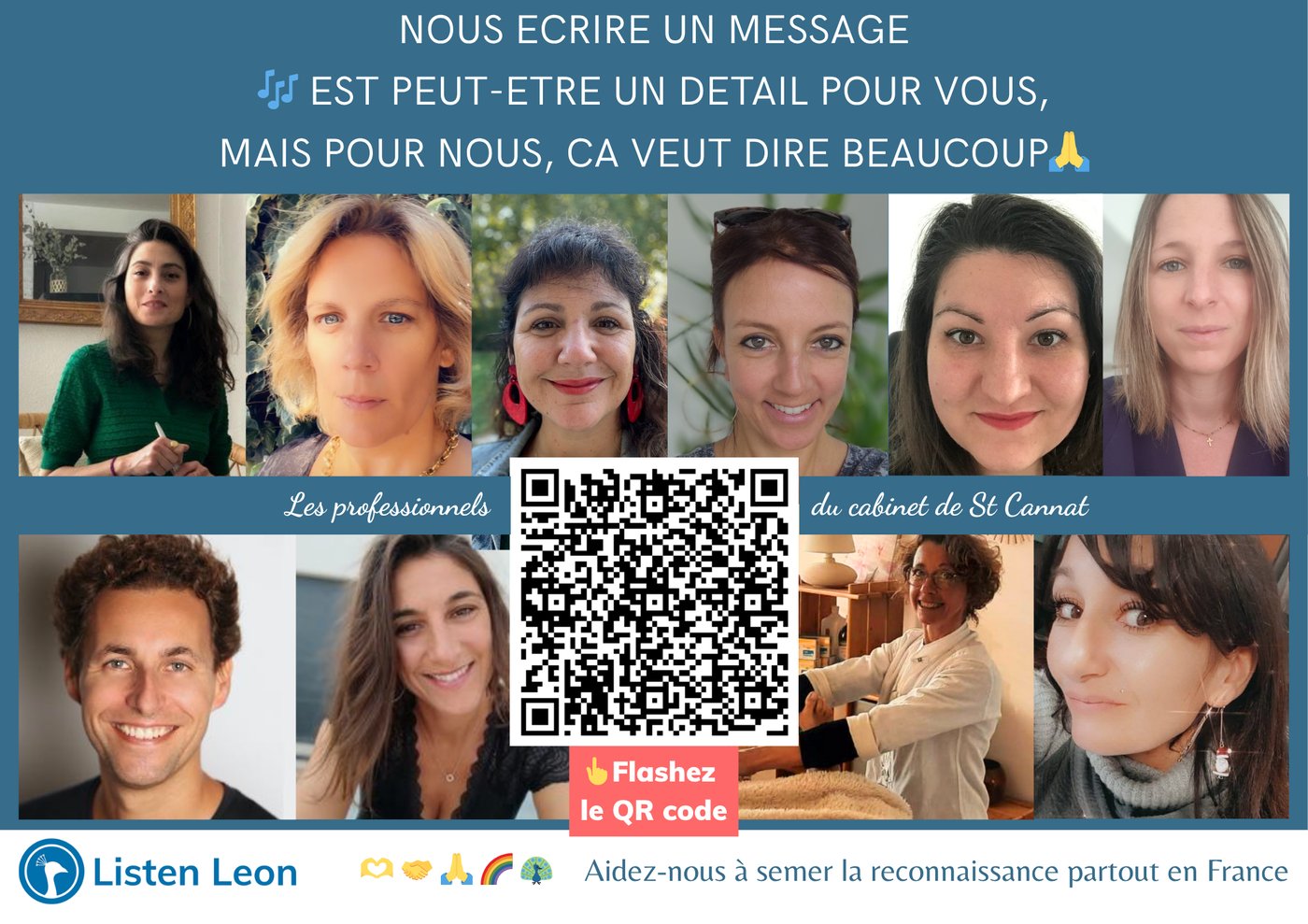 Affiche de reconnaissance Listen Leon dans une maison de santé
