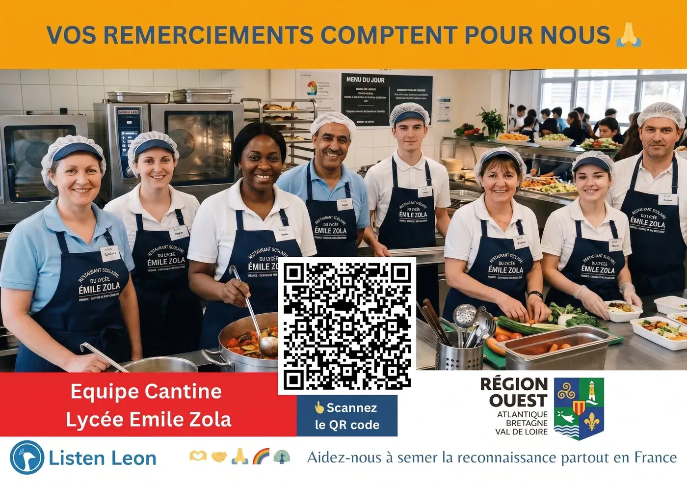 Exemple d’affiche Listen Leon pour une équipe de cantine de lycée