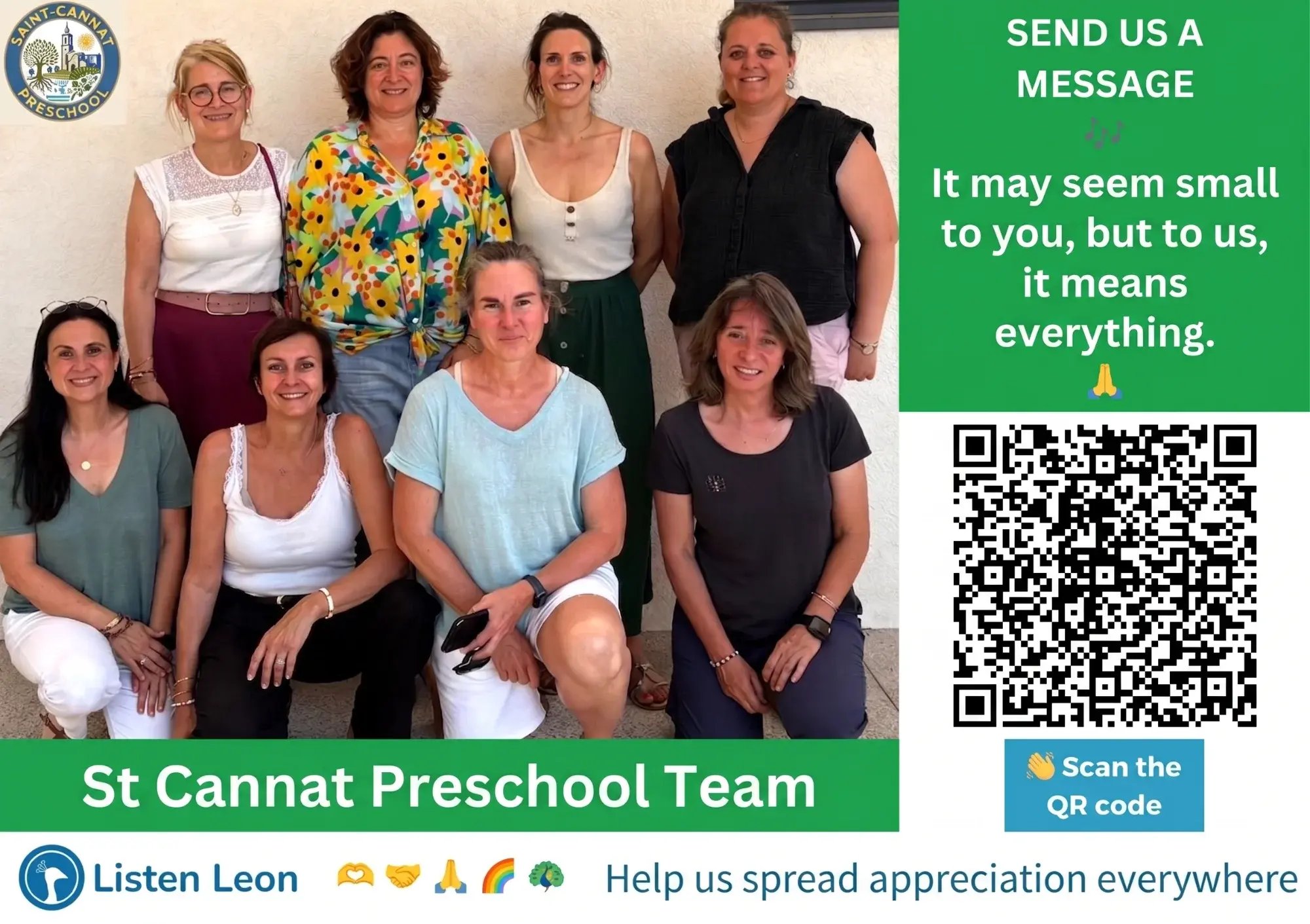 Listen Leon flyer handed out to families at the Saint-Cannat preschool