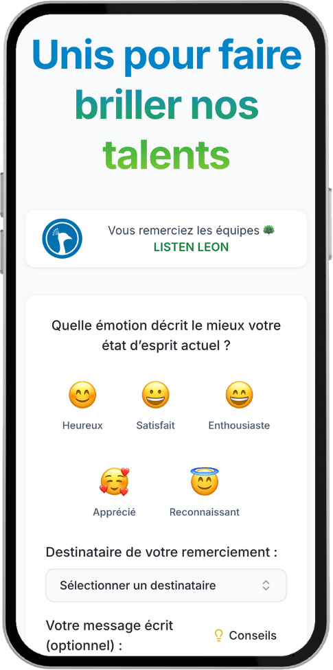 Formulaire de remerciement Listen Leon sur mobile