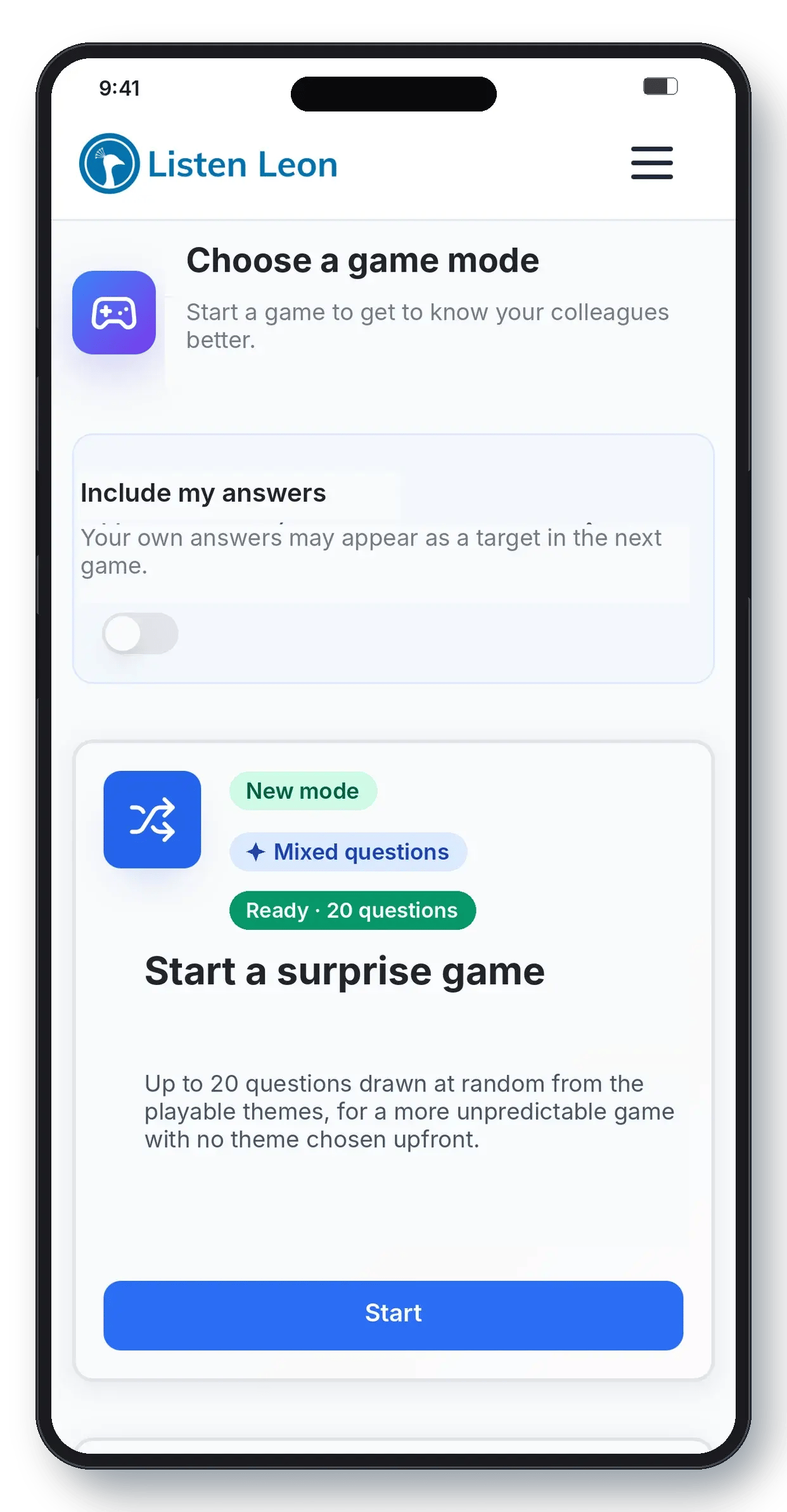 Trust Builder screen: team quiz session