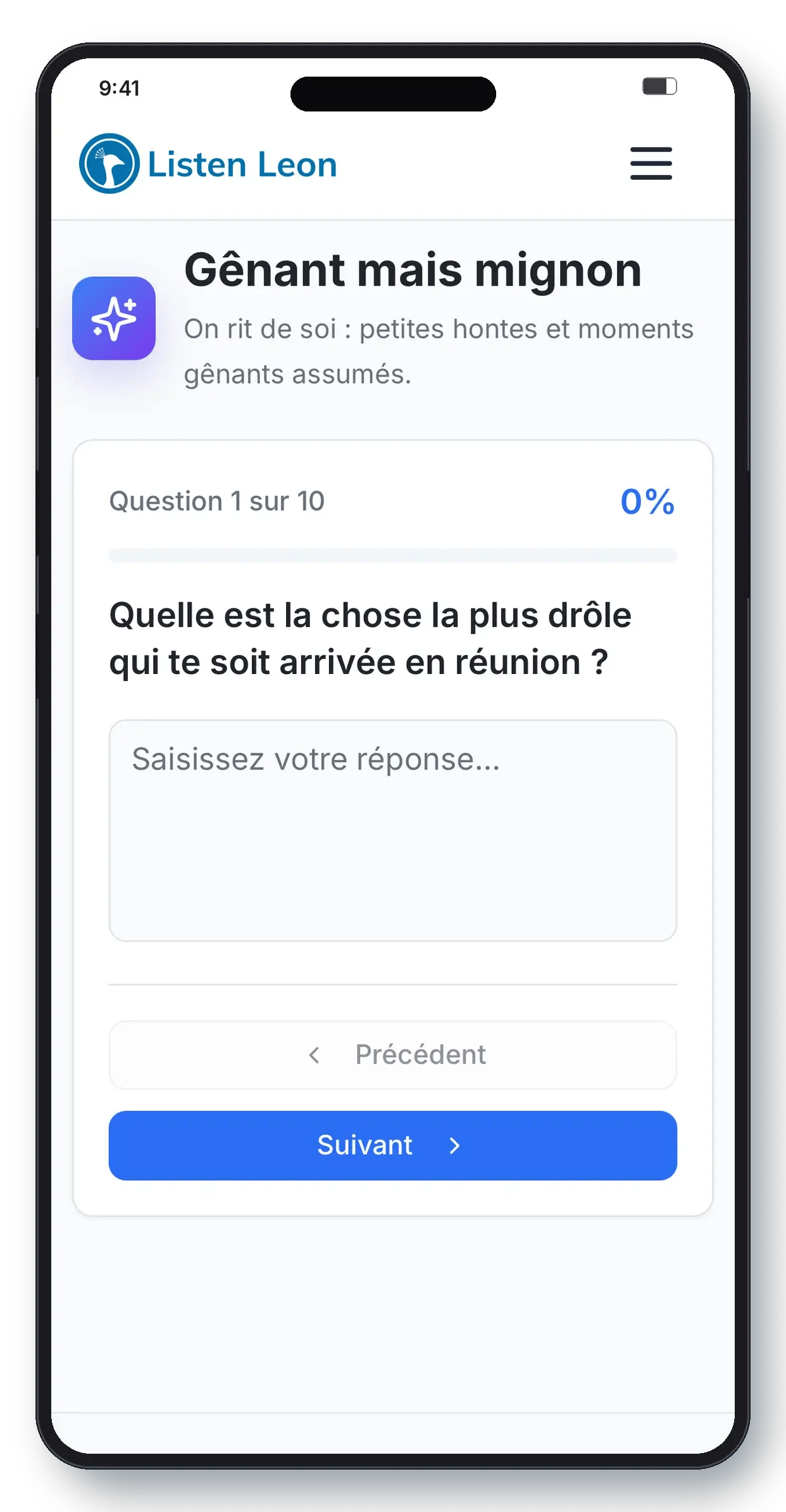 Écran Trust Builder : les thèmes de questions personnalisables