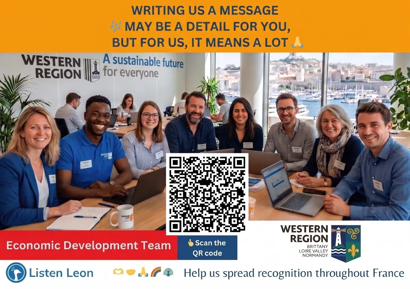 Example Listen Leon poster for an economic development team