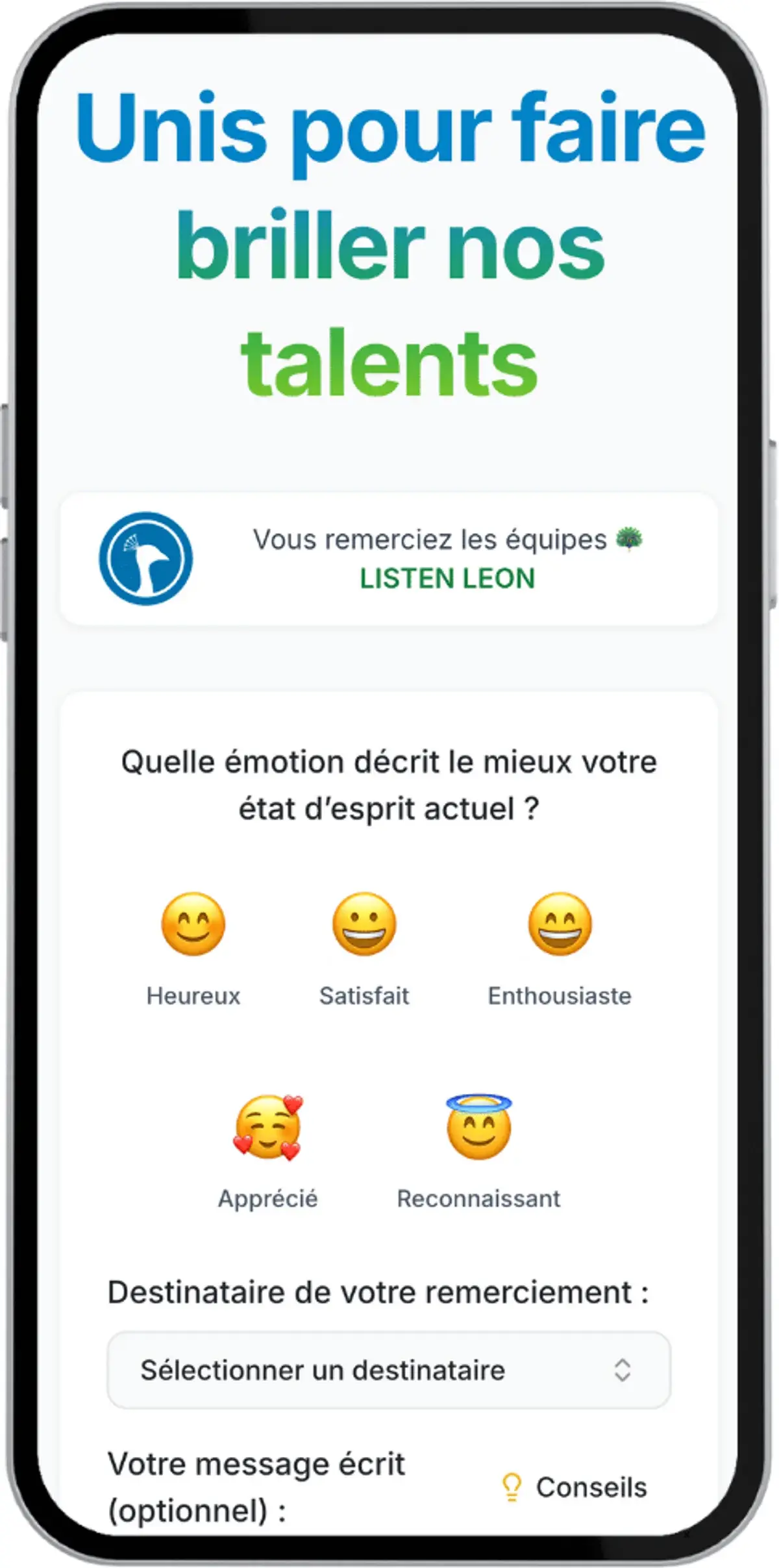 L’application Listen Leon sur téléphone