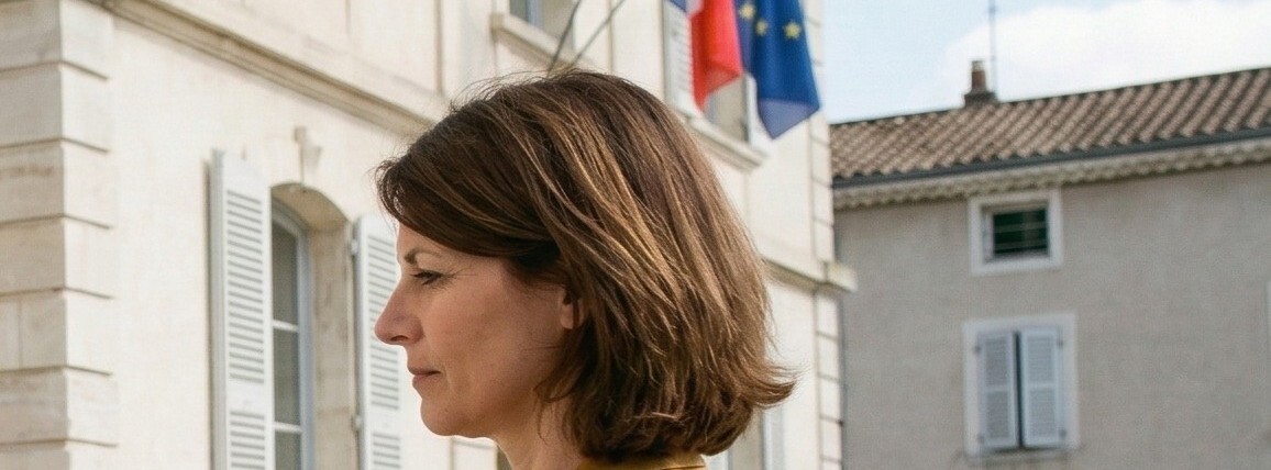 Une habitante devant sa mairie