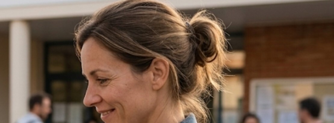 Une maman devant l'école