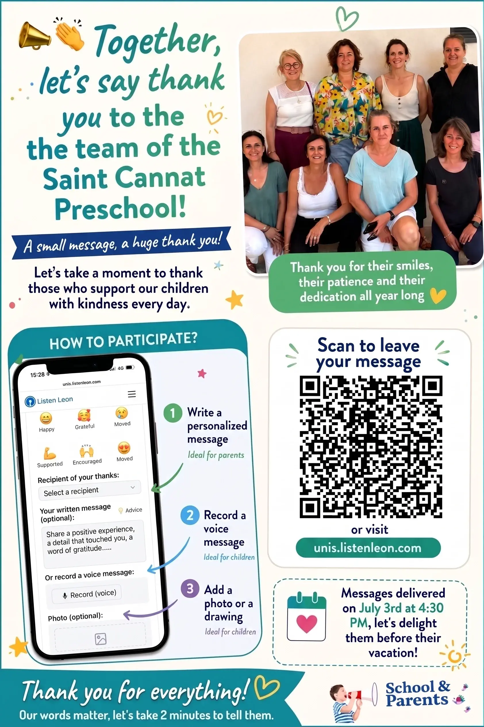 Custom poster of the Saint-Cannat preschool staff