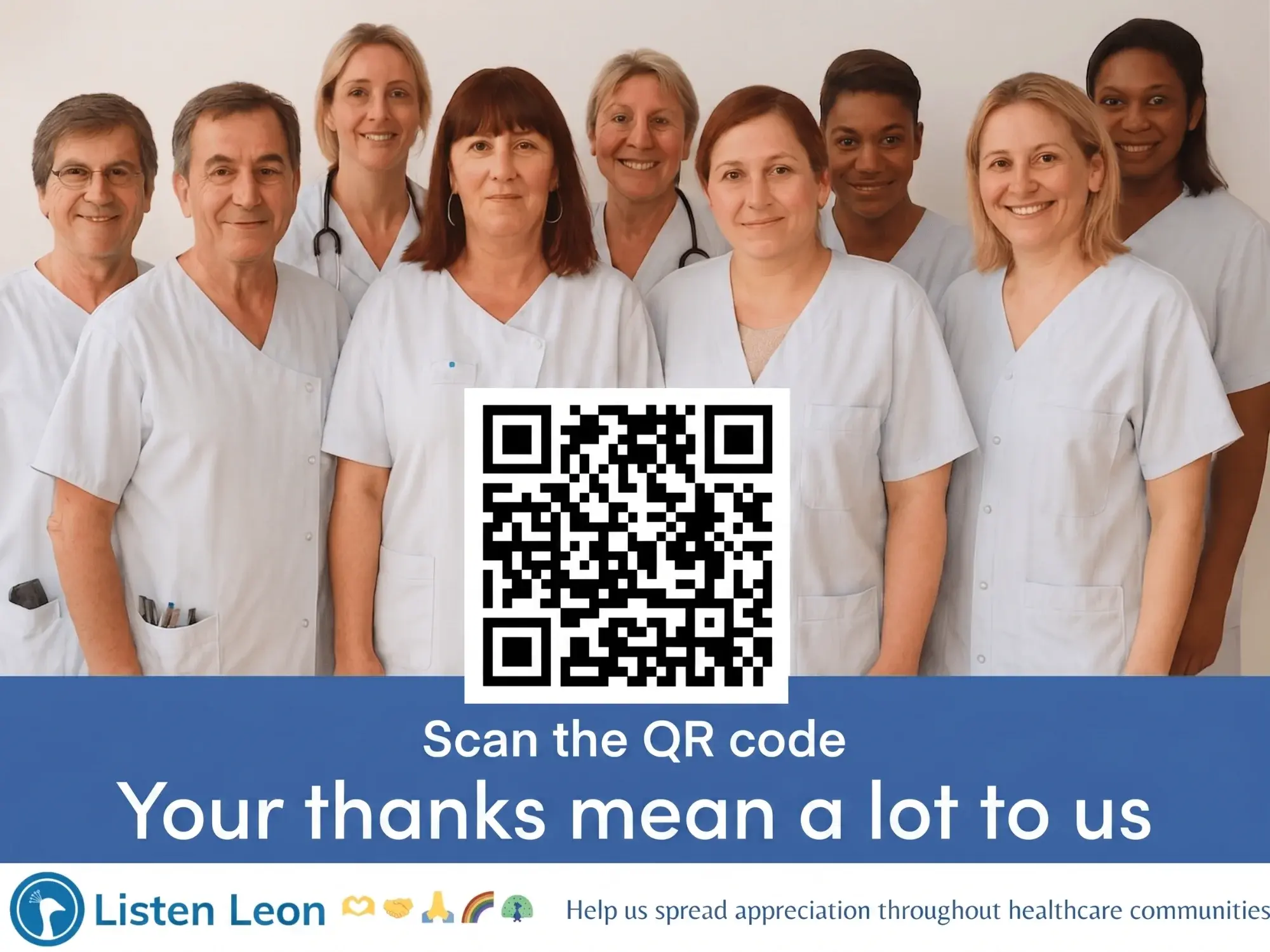 Ward poster: scan the QR code, your thanks mean a lot to us