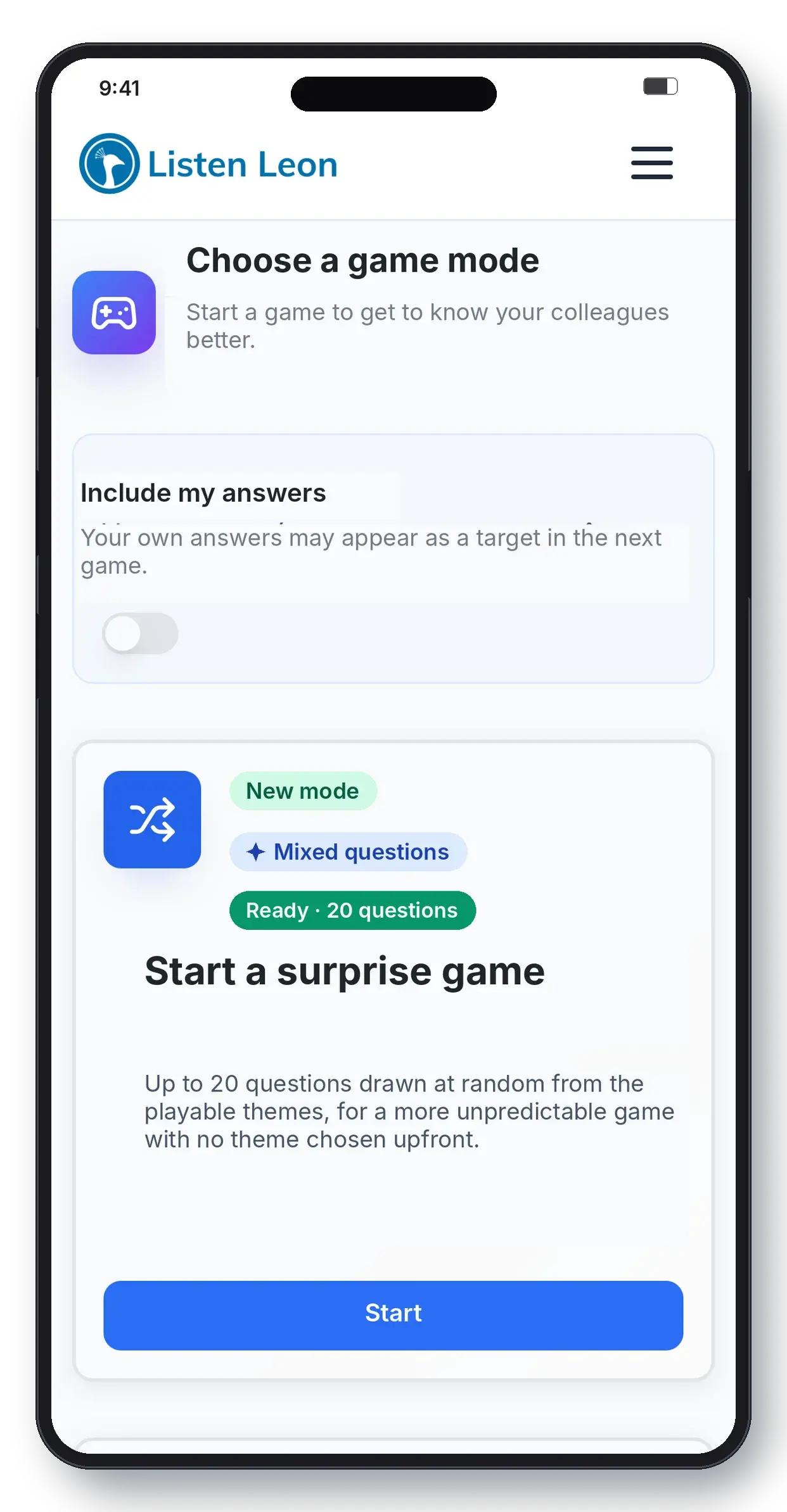 Trust Builder screen: team quiz session