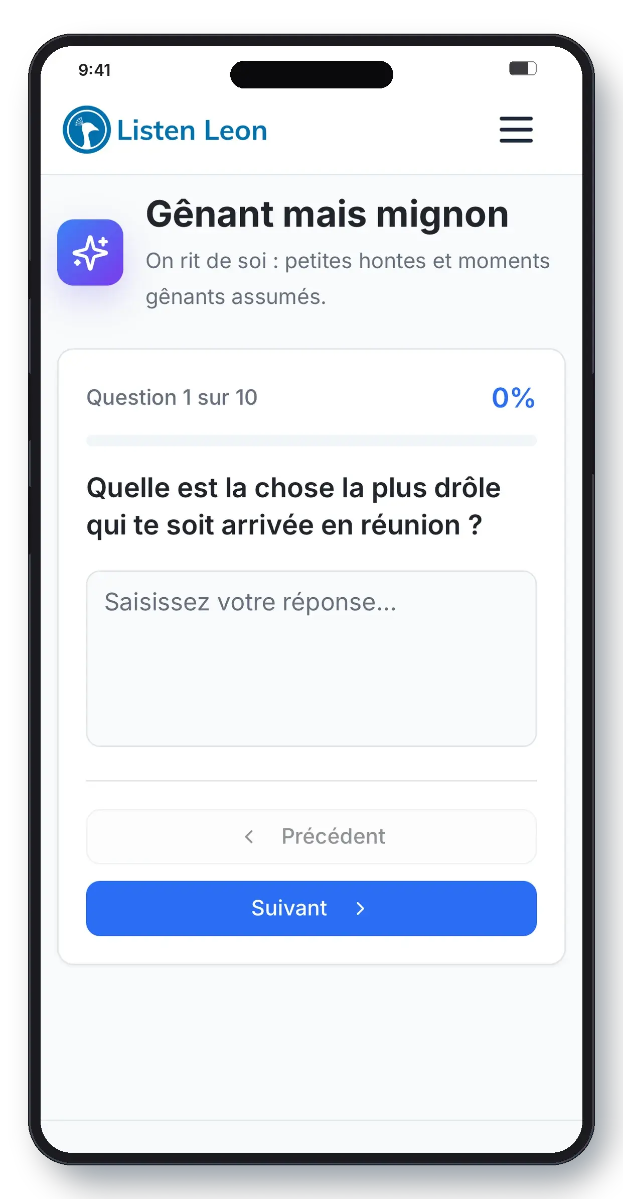 Écran Trust Builder : les thèmes de questions personnalisables